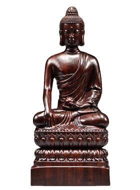 西藏实木释迦摩尼佛摆件黑檀木