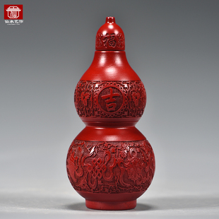 红色桃木吉祥如意款桃木葫芦摆件葫芦摆件开口葫芦摆件装饰工艺品