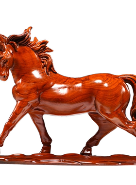 花梨木雕生肖马摆件实木质马到成功红木工艺礼品家居客厅装饰摆设