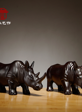 黑檀木雕刻动物办公室桌面工艺品