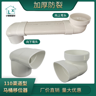 PVC110渠道型地漏排水圆变扁管坐便器移位器卫生间下弯头三通配件