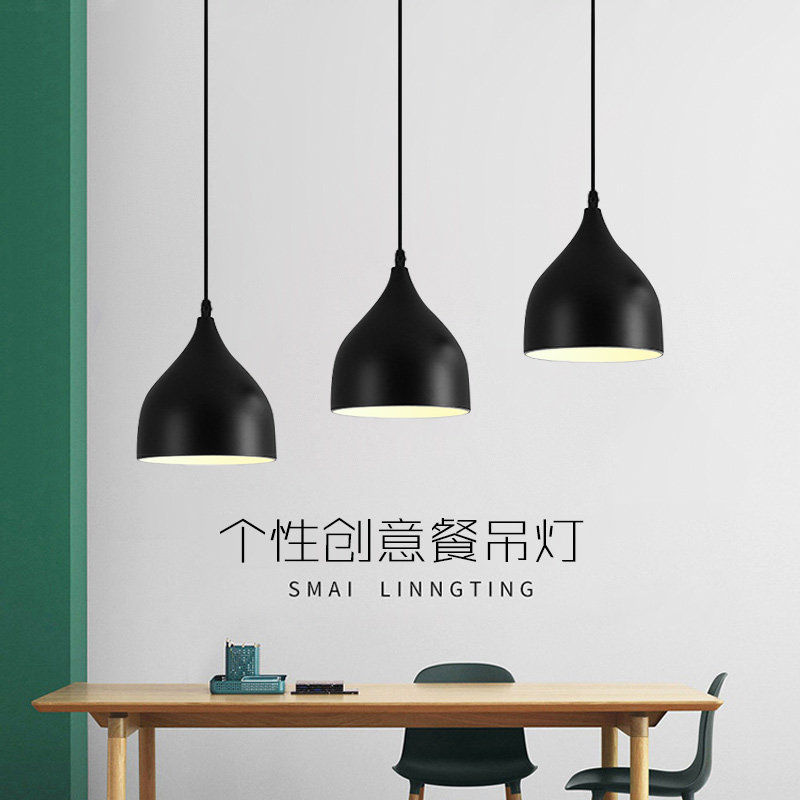 北欧网红现代简约餐厅吊灯创意三头loft灯具艺术钻石铁艺个性餐桌吧台奶茶店火锅店工业风单头智能天猫精灵语