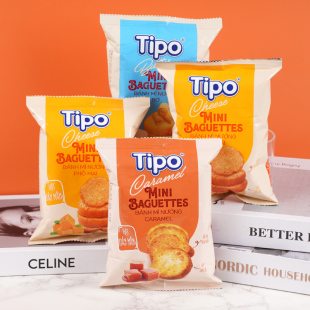 【新品上市】TIPO越南进口烤面包片芝士味焦糖味休闲下午茶零食