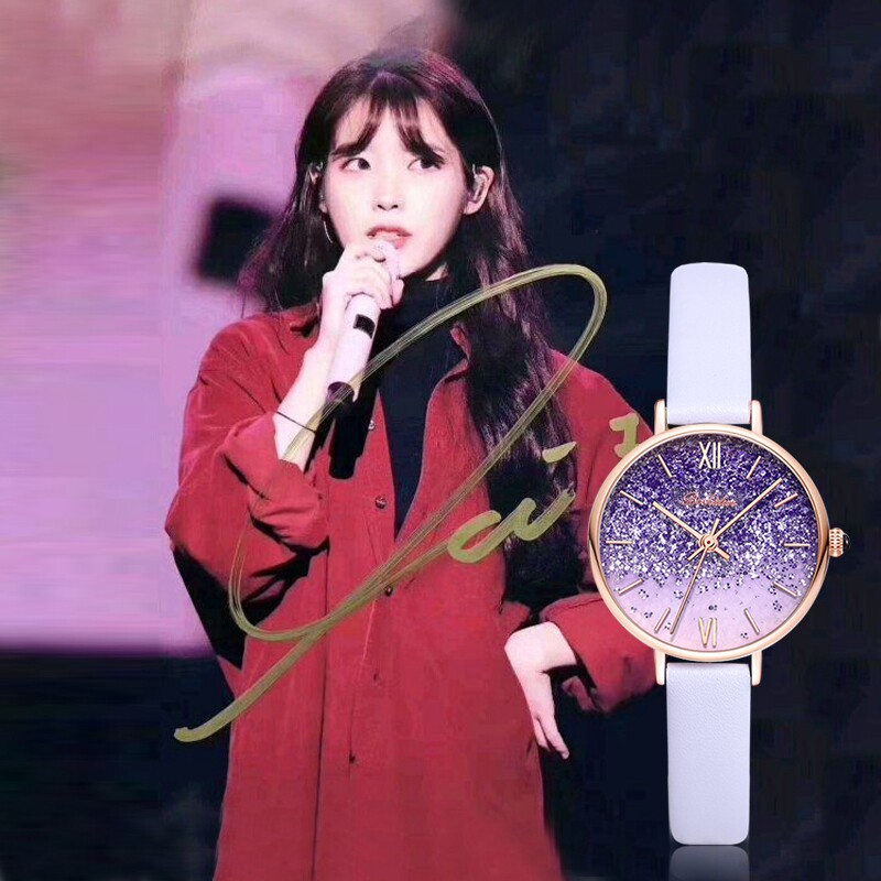 瑞士新款紫色满天星手表女简约气质轻奢潮流防水星空女表正品名牌