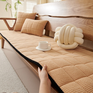 灯芯绒实木沙发垫秋冬加厚固定防滑新中式坐垫子冬季高档红木定制