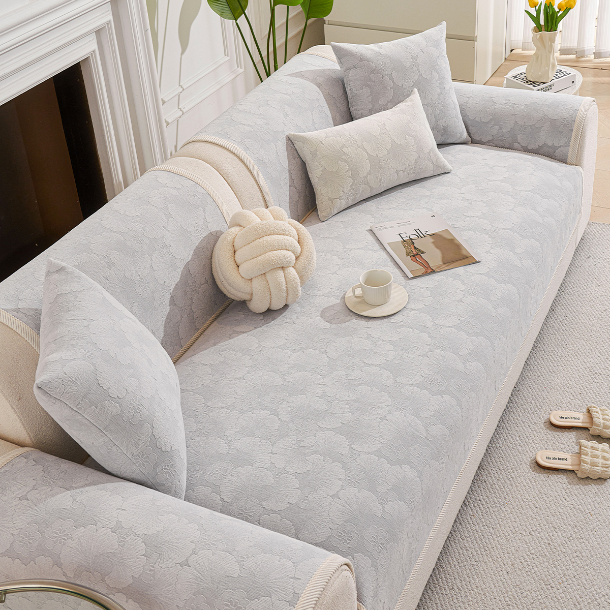 雪尼尔四季通用可机洗防滑沙发垫