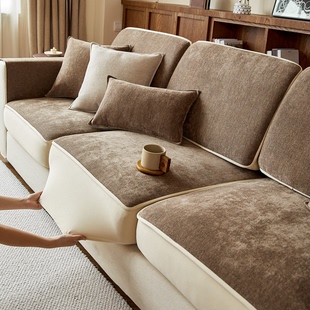 美式复古风沙发笠2025新款雪尼尔氛围感座垫直排沙发专用高端盖布