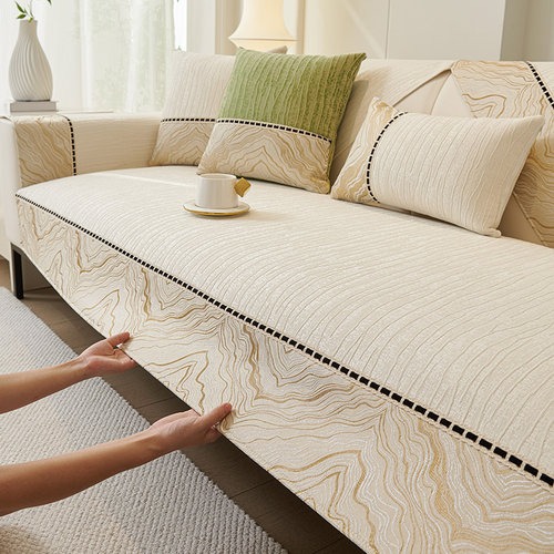 奶油风雪尼尔沙发垫四季通用坐垫