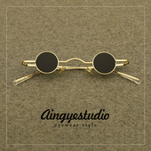 迷你小眼镜男潮网红冷少同款 复古小圆形墨镜小镜片小圆框太阳镜女