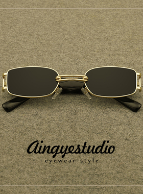 小红书网红墨镜女2025年新款方形窄框复古嘻哈太阳镜男潮朋克街拍