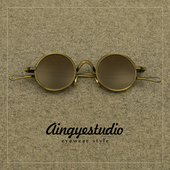 金属茶色复古圆形墨镜男圆框小眼镜女个性 偏光太阳镜防紫外线夏季