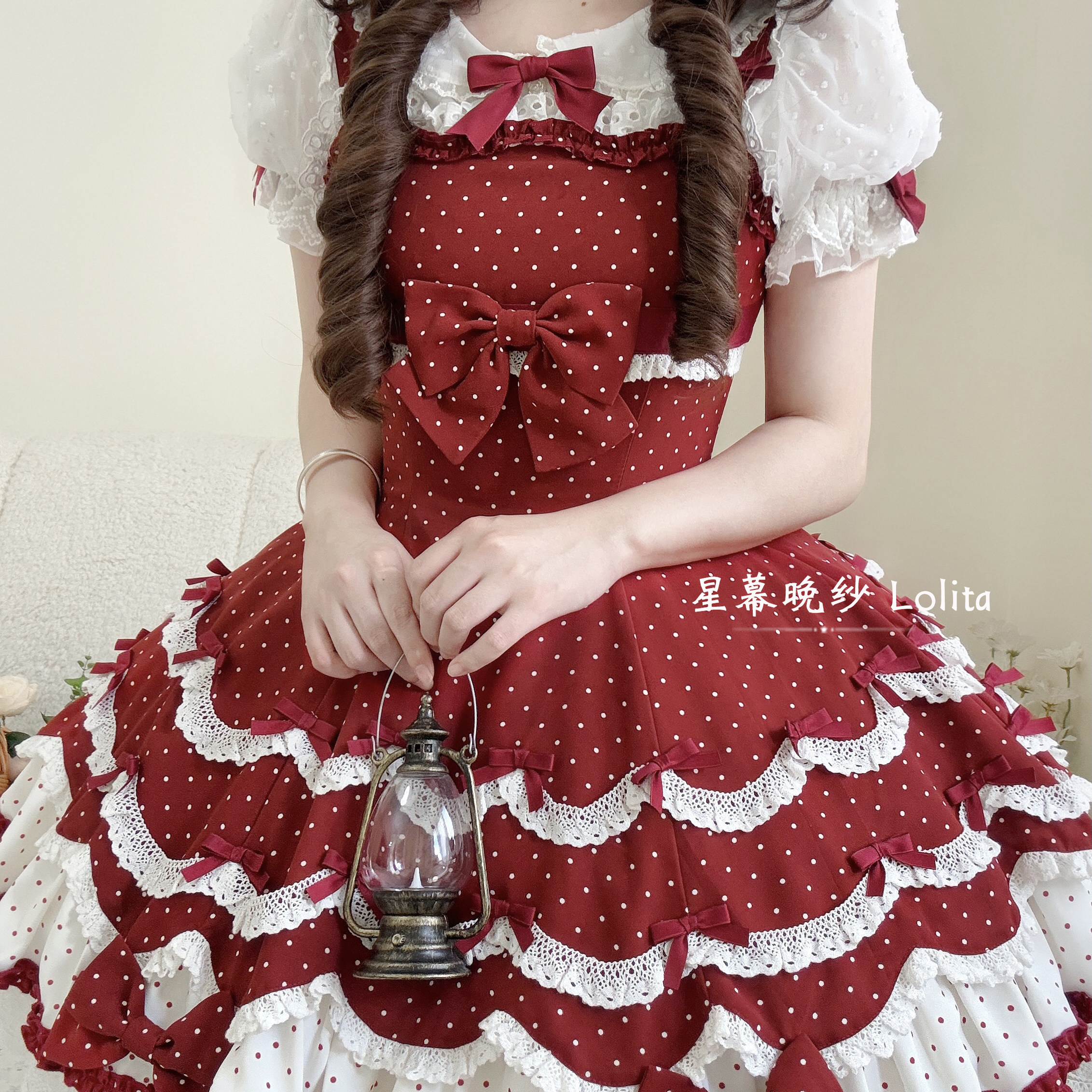 意向金【波点脆脆】可爱显白显腰身六片裁萌萌古早感红波点lolita
