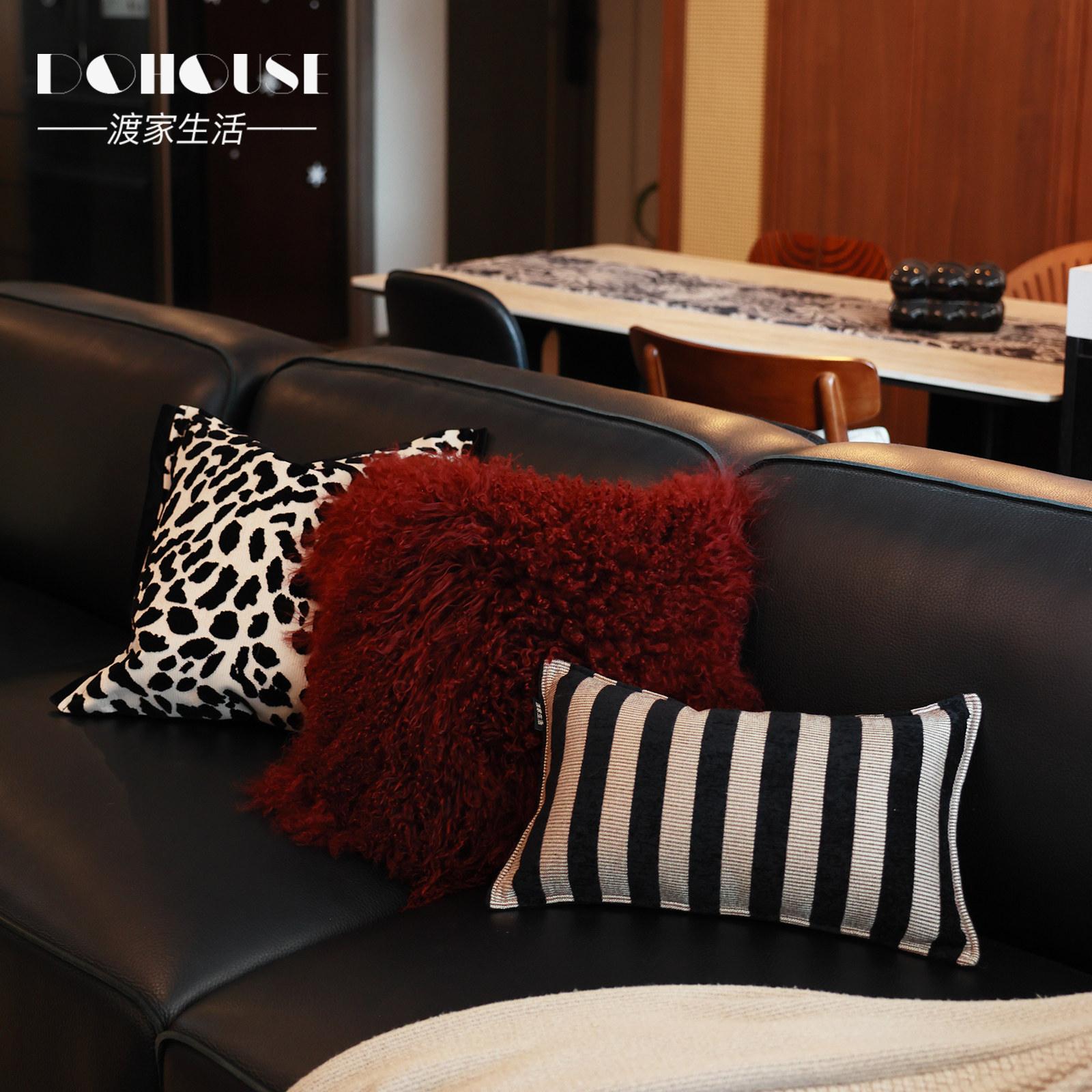 设计师推荐轻奢现代黑色豹纹割绒抱枕客厅沙发靠垫样板间方枕靠包,居家布艺,靠垫/抱枕,淘宝优惠券,粉丝福利购,淘宝优惠卷