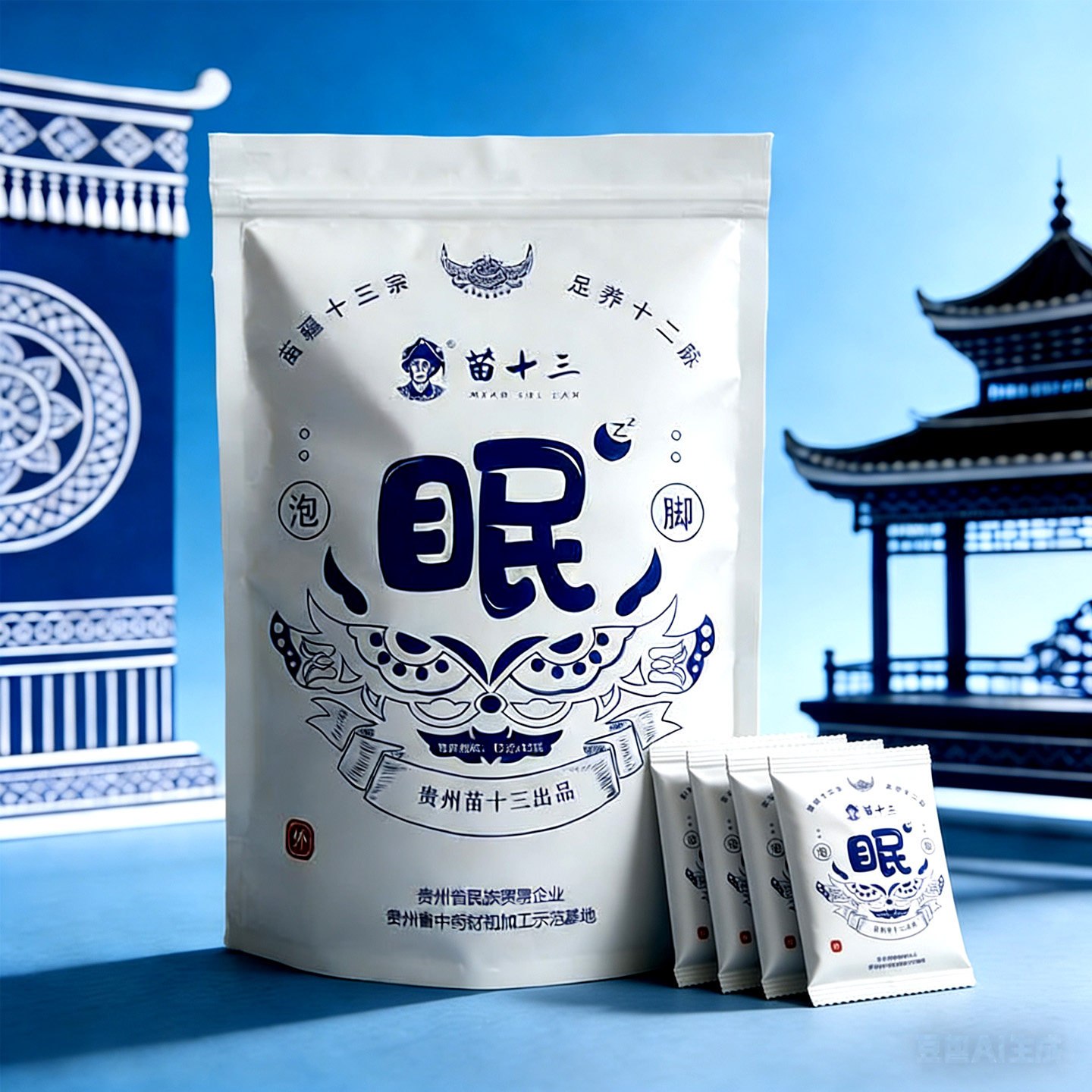 贵州苗十三泡脚包粉苗家睡眠生姜艾叶花椒