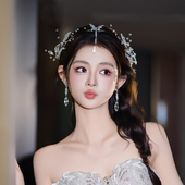 新娘优雅仙美蝴蝶头饰婚纱发箍流苏高级婚礼氛围感订婚礼服发饰女