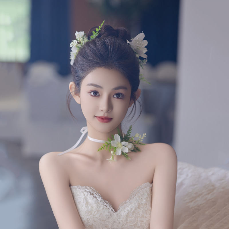 ins森林系后区新娘花环复古泰国民族风造型服装配饰