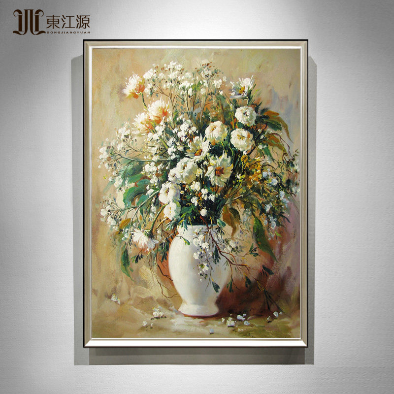 美式手绘油画植物花卉玄关装饰画客厅挂画走廊餐厅壁画大芬油画村