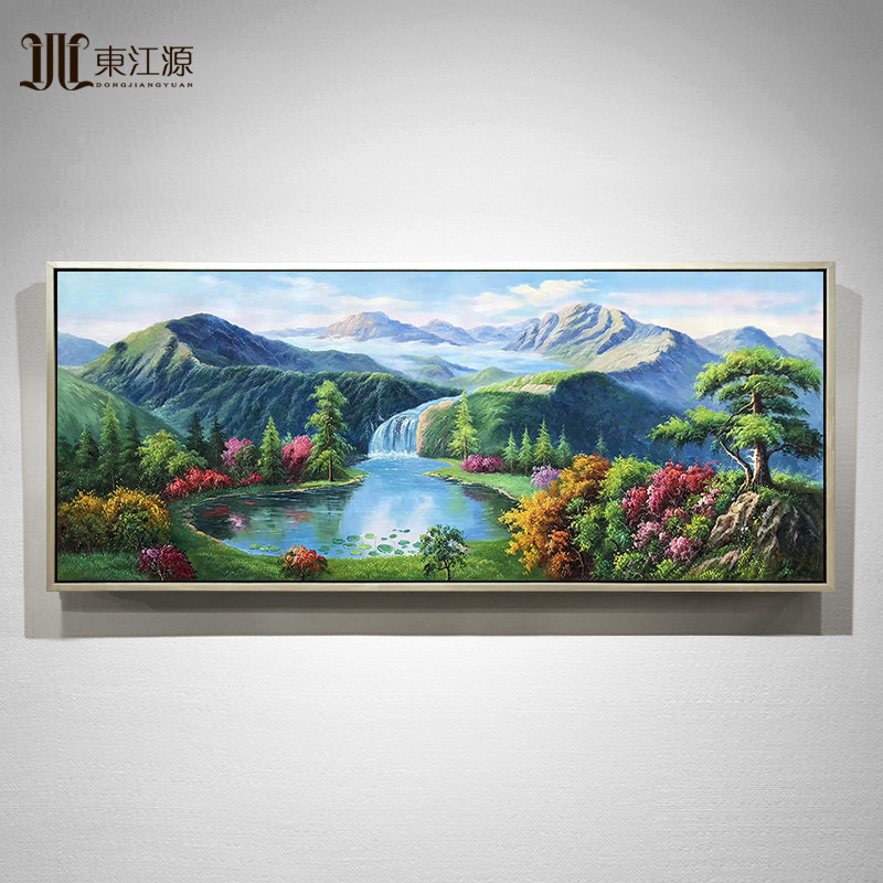 手绘油画聚宝盆山水风景欧式客厅挂画餐厅壁画大芬油画村装饰画