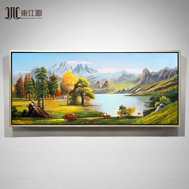 手绘油画客厅装饰画聚宝盆沙发背景墙欧式挂画美式风景大芬村壁画