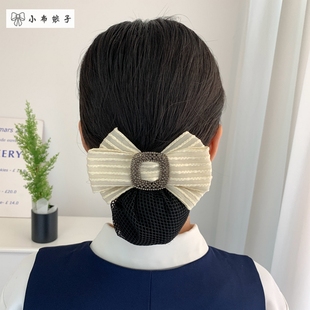 小布娘子蝴蝶结头花职业发夹护士网兜盘发发网新款银行头花弹簧夹