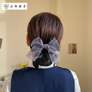 2024新款时尚弹簧夹发夹职业头花网兜盘发发夹后脑勺网套马尾夹