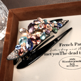 夹子头饰发夹女水钻新后脑勺盘发大号头发抓夹发卡妈妈高端鸭嘴夹