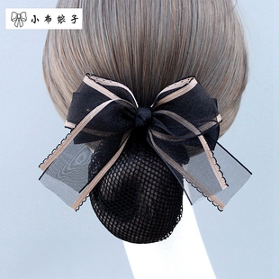 新款头花女高级职业发网盘发网兜护士银行空姐酒店精致蝴蝶结头饰