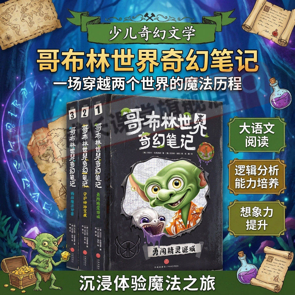 哥布林世界奇幻笔记全3册第一辑第二辑  8-10-12岁中小学生体验魔法之旅哥布林魔法冒险漫画悬疑推理校园魔幻历险漫画书勇气之书