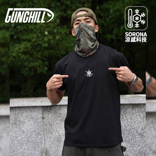 GUNCHILL军潮户外ZC印花索罗娜凉感t恤男款夏季透气健身短袖上衣
