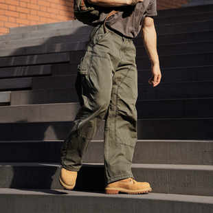 GUNCHILL军潮纯棉美式复古工装直筒裤男款2025宽松透气休闲伐木裤