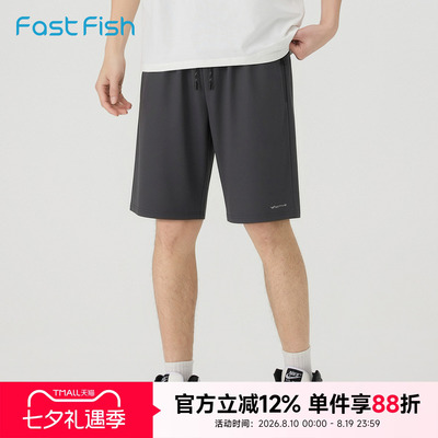 快鱼夏季新款宽松运动短裤抽绳腰头拉链口袋五分休闲通勤百搭短裤