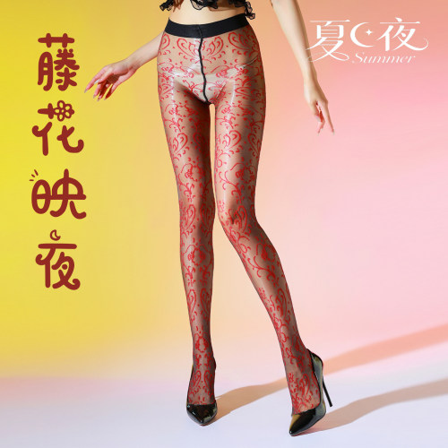 【藤花映夜】5D复古提花极光丝袜女士油亮超薄性感连裤袜夏季高透