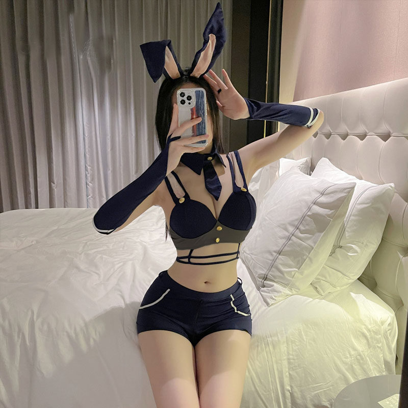 性感兔子套装领带兔耳朵短裤一体制服修身显身材可爱女神温和丝顺