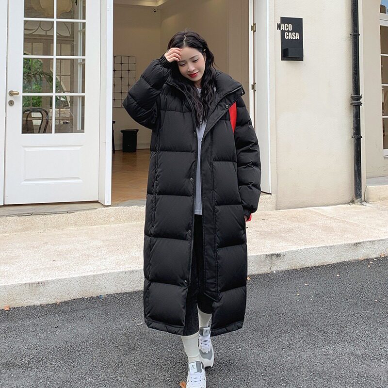黑色羽绒棉服女长款2025年冬装新款加厚棉袄中戏学生过膝棉衣外套