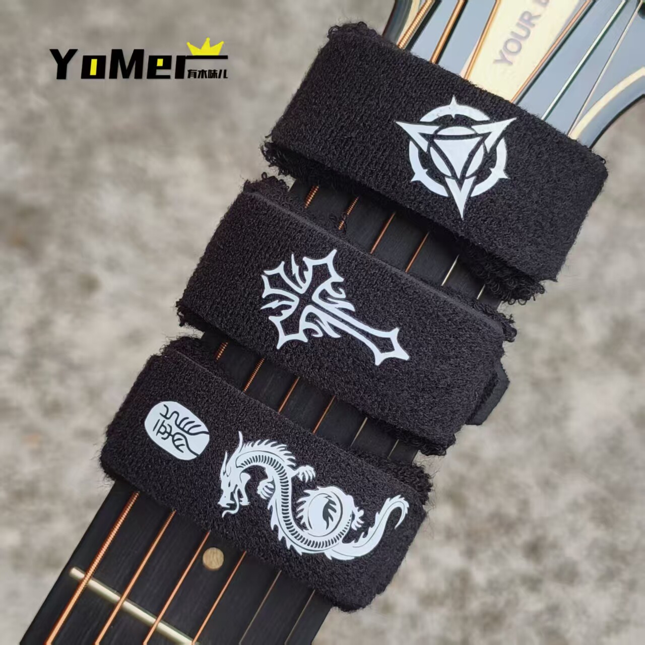 经典印花款电吉他贝司民谣吉他制音带束音带闷音带经典图案百搭