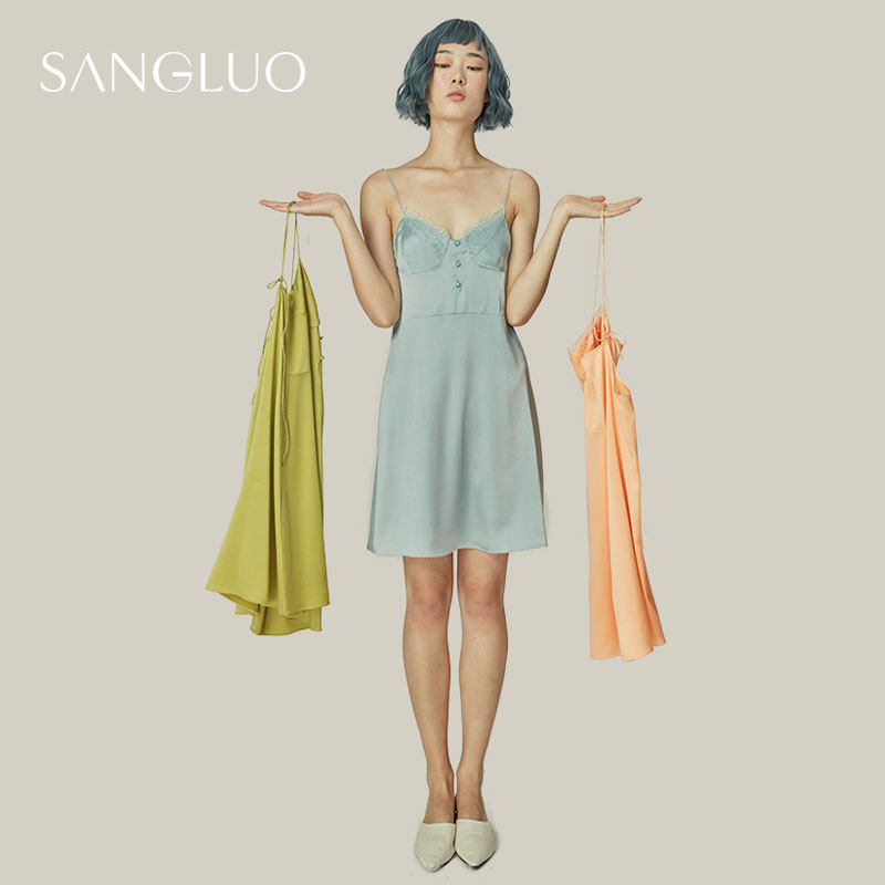 sangluo桑罗法式蕾丝显瘦吊带裙桑蚕丝立体罩杯短款睡衣女礼物
