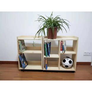 包邮 实木可移动抽拉书柜置物架桌下书柜夹缝柜收纳带轮 可定制