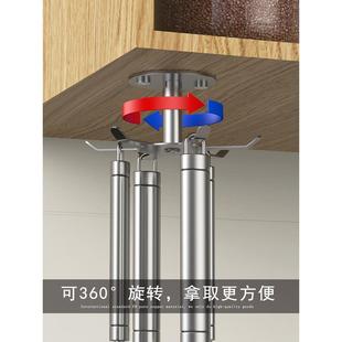 吊柜下可旋转厨具收纳架多功能勺子铲子置物架 304不锈钢厨房挂钩