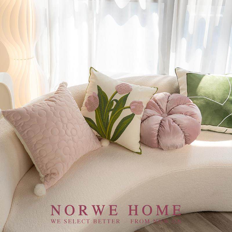 抱枕网红郁金香粉色靠枕可爱女生花朵枕套刺绣客厅沙发靠背靠垫新,居家布艺,靠垫/抱枕,淘宝优惠券,粉丝福利购,淘宝优惠卷