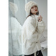 韩系白色羊羔毛外套女冬季 2023新款 加厚高级感宽松牛角扣毛绒棉衣