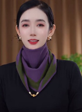 秋冬针织保暖磁吸扣三角巾