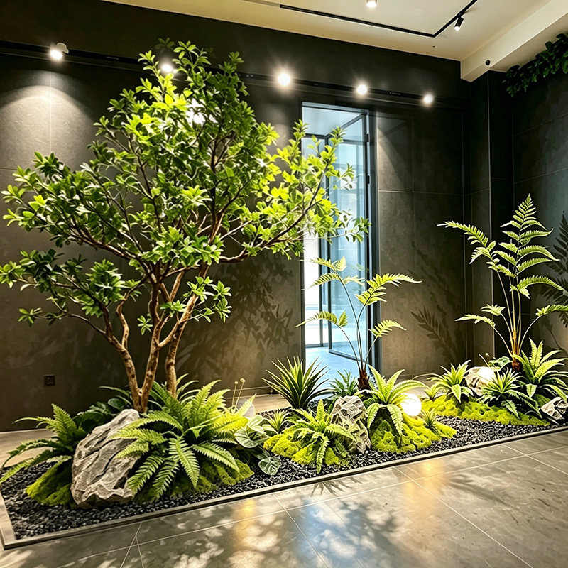 仿真马醉木造景植物楼梯下装饰