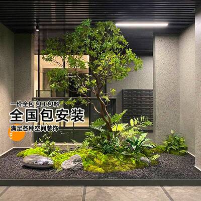 大型仿真绿植造景马醉木橱窗装饰仿生假树商场楼梯下室内景观植物