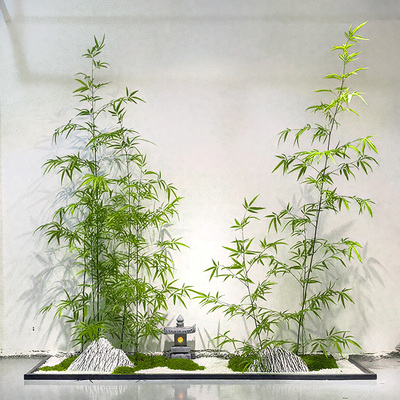 新中式仿真竹子造景装饰室内盆栽摆件绿植隔断屏风加密禅意假竹子