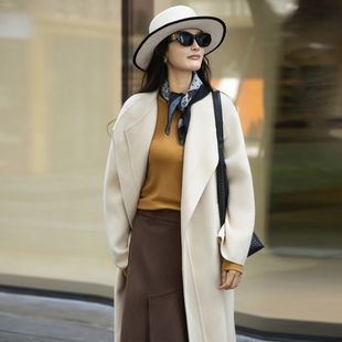 轻奢大翻领双面呢羊绒大衣女秋冬高级感宽松长款优雅气质毛呢外套