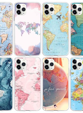适用iPhone13手机壳世界地球图案world map phonecase苹果12/6/7p