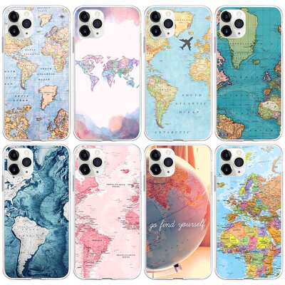 适用iPhone13手机壳世界地球图案world map phonecase苹果12/6/7p