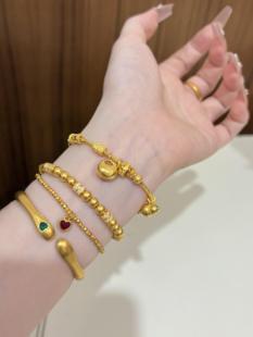 金包银小胖福葫芦盘缠手链女18k金时尚轻奢复古百搭手饰送女友礼