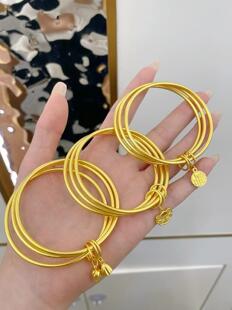 金包银三生三世莲蓬手镯女仿真金镯子实心手环送女友礼物