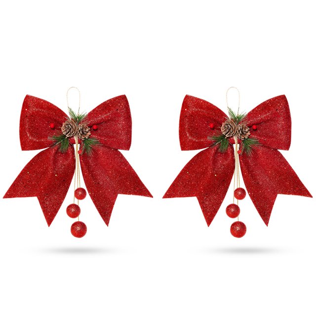 2 pieces merry christmas bowknot xmas sequins garland orname